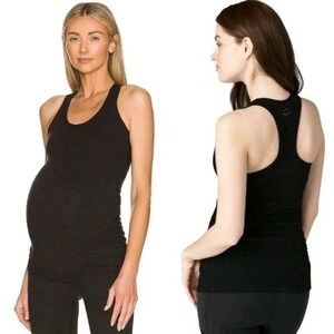 Beyond Yoga Beyond The Bump Black Supplex Maternity Long Racerback Tank Top Sz M